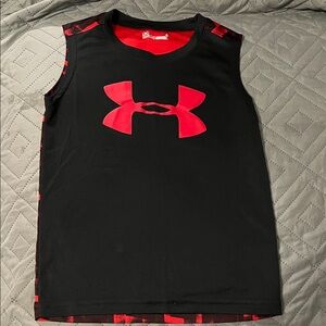 Under Armour Kids HeatGear Tank Top | Black & Red | Size 4 | Like New